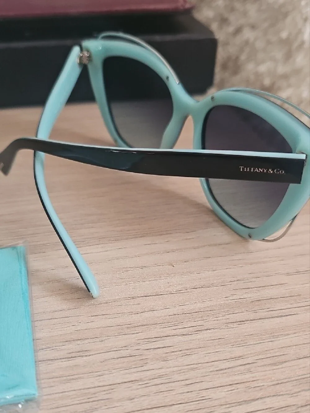 Tiffany & Co. Cat Eye Sunglasses In Robin's Egg Blue with Metal Double 